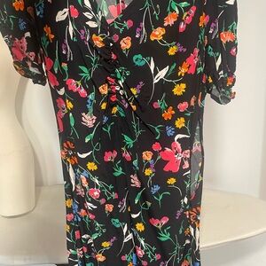 A New Day Floral Print Midi Dress - Black Multi Color. Size M